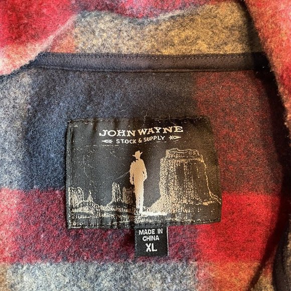 John Wayne Stock Supply XL 1/4 Zip Plaid Heavy Fleece Pull On Shirt Jacket - Picture 5 of 7